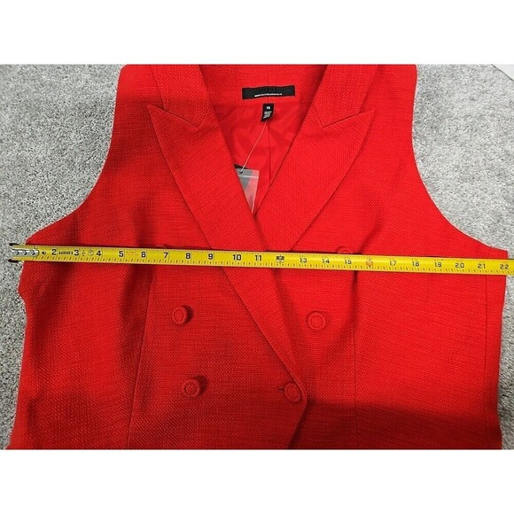 White House Black Market WHBM Textured Tweed Studio Vest Blazer Red Size 18 NWT - Picture 10 of 11